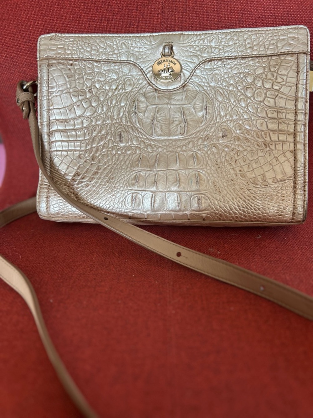 Brahmin Metallic Gold Croc-Embossed Crossbody